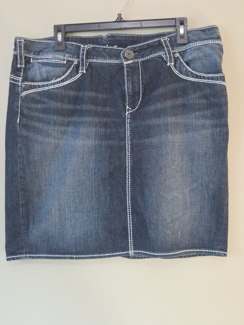 Silver Jeans Monroe Denim Skirt Dark Wash Y2K Contrast Stitch Western